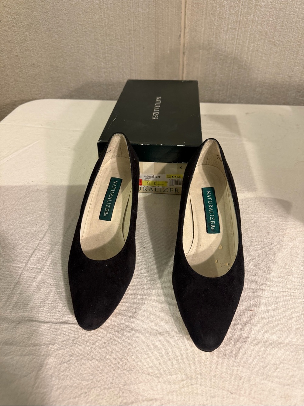Naturalizer Black Suede Pointed Toe Pumps